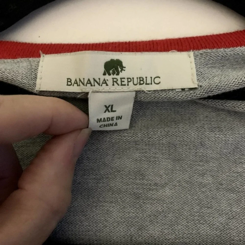 BANANA REPUBLIC Gray‎ V-Neck Pullover Sweater